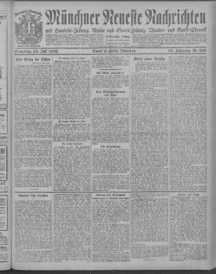 Münchner neueste Nachrichten Samstag 24. Juli 1920
