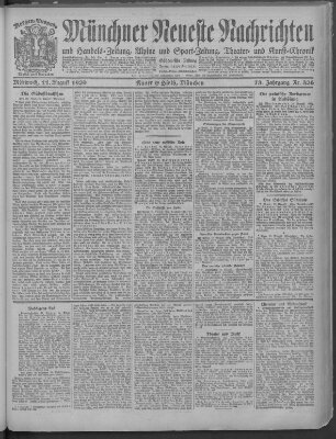 Münchner neueste Nachrichten Mittwoch 11. August 1920