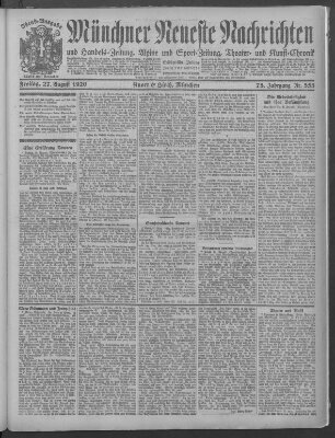 Münchner neueste Nachrichten Freitag 27. August 1920