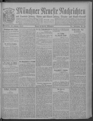 Münchner neueste Nachrichten Mittwoch 19. Januar 1921