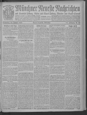 Münchner neueste Nachrichten Samstag 22. Januar 1921
