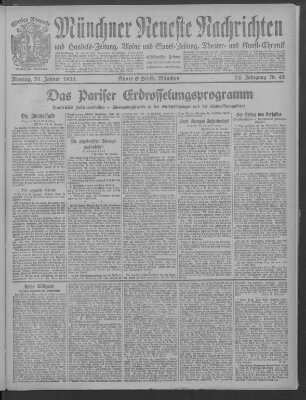 Münchner neueste Nachrichten Montag 31. Januar 1921