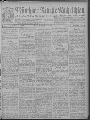 Münchner neueste Nachrichten Donnerstag 3. Februar 1921