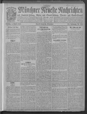 Münchner neueste Nachrichten Freitag 1. April 1921