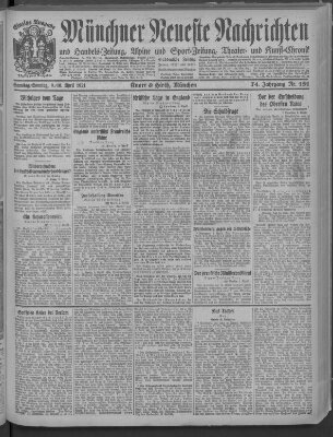 Münchner neueste Nachrichten Samstag 9. April 1921