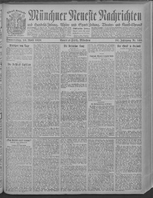 Münchner neueste Nachrichten Donnerstag 14. April 1921