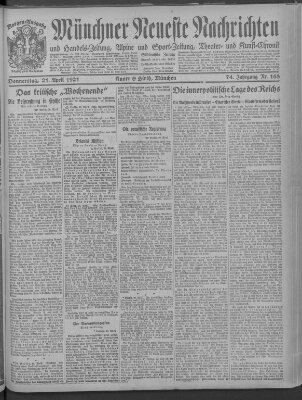 Münchner neueste Nachrichten Donnerstag 21. April 1921
