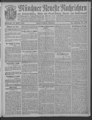 Münchner neueste Nachrichten Mittwoch 27. April 1921