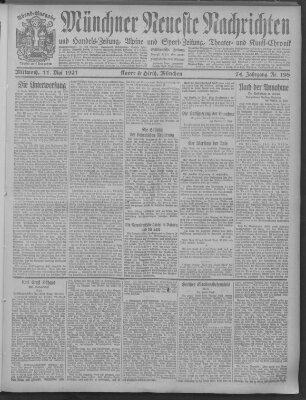 Münchner neueste Nachrichten Mittwoch 11. Mai 1921