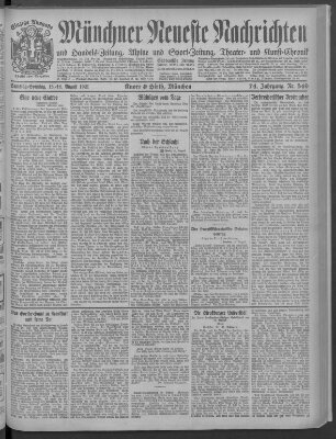 Münchner neueste Nachrichten Samstag 13. August 1921