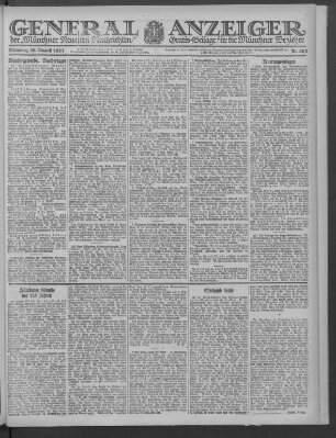 Münchner neueste Nachrichten Dienstag 30. August 1921