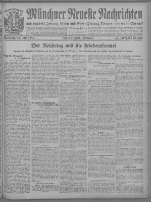 Münchner neueste Nachrichten Mittwoch 18. Juli 1917