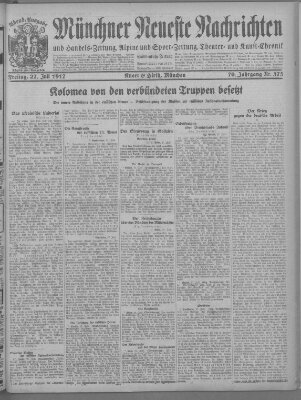 Münchner neueste Nachrichten Freitag 27. Juli 1917