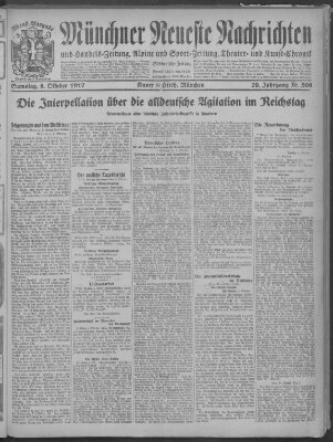 Münchner neueste Nachrichten Samstag 6. Oktober 1917