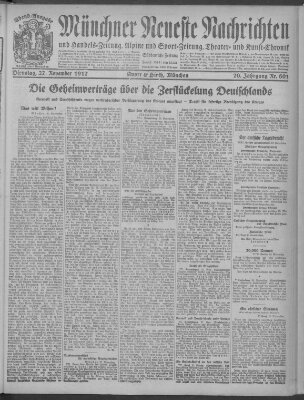 Münchner neueste Nachrichten Dienstag 27. November 1917