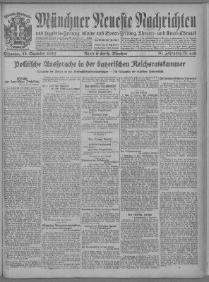 Münchner neueste Nachrichten Dienstag 18. Dezember 1917