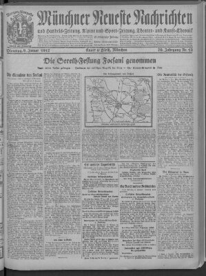 Münchner neueste Nachrichten Dienstag 9. Januar 1917