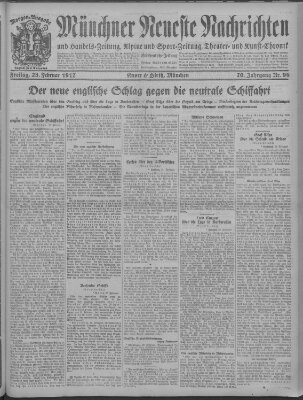 Münchner neueste Nachrichten Freitag 23. Februar 1917