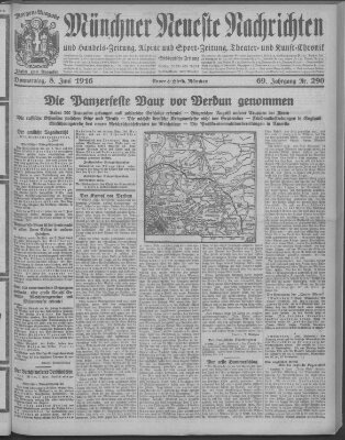 Münchner neueste Nachrichten Donnerstag 8. Juni 1916