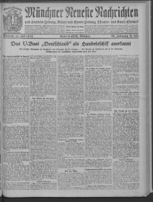 Münchner neueste Nachrichten Mittwoch 12. Juli 1916