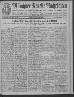 Münchner neueste Nachrichten Donnerstag 27. Juli 1916