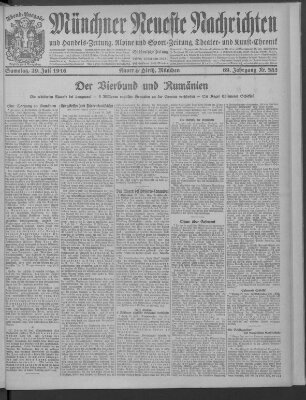 Münchner neueste Nachrichten Samstag 29. Juli 1916