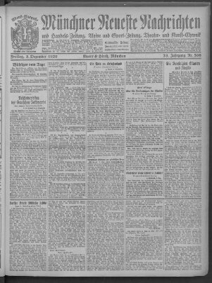 Münchner neueste Nachrichten Freitag 3. Dezember 1920