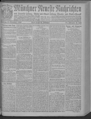 Münchner neueste Nachrichten Montag 13. Dezember 1920
