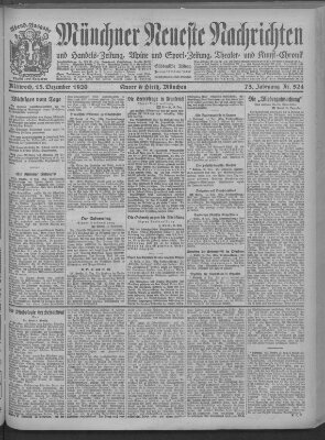 Münchner neueste Nachrichten Mittwoch 15. Dezember 1920