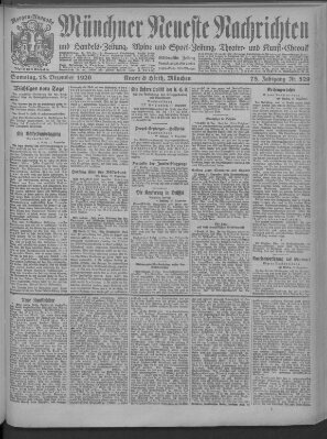 Münchner neueste Nachrichten Samstag 18. Dezember 1920