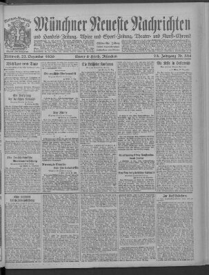 Münchner neueste Nachrichten Mittwoch 22. Dezember 1920