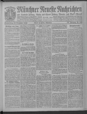 Münchner neueste Nachrichten Donnerstag 23. Dezember 1920