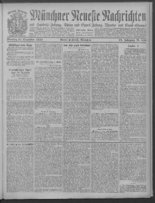 Münchner neueste Nachrichten Montag 27. Dezember 1920