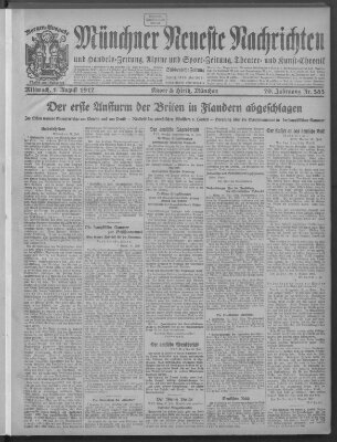 Münchner neueste Nachrichten Mittwoch 1. August 1917