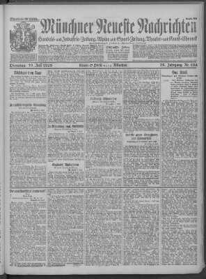 Münchner neueste Nachrichten Dienstag 10. Juli 1923