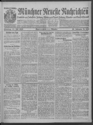 Münchner neueste Nachrichten Dienstag 31. Juli 1923