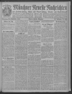 Münchner neueste Nachrichten Dienstag 20. September 1921