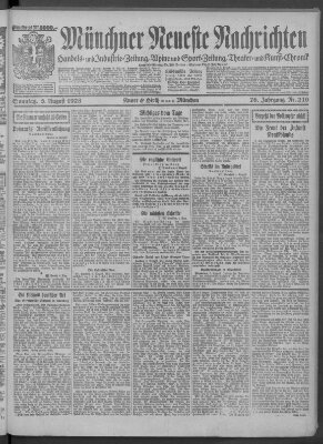 Münchner neueste Nachrichten Sonntag 5. August 1923