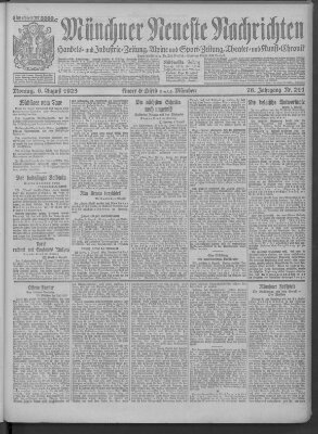 Münchner neueste Nachrichten Montag 6. August 1923