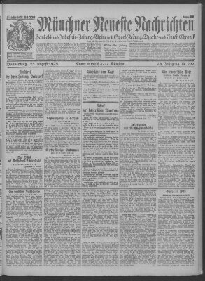 Münchner neueste Nachrichten Donnerstag 23. August 1923