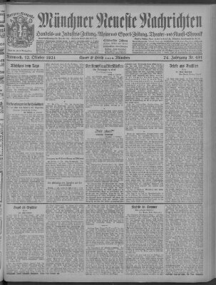 Münchner neueste Nachrichten Mittwoch 12. Oktober 1921