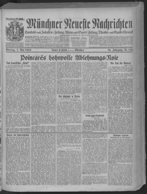 Münchner neueste Nachrichten Montag 7. Mai 1923