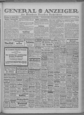 Münchner neueste Nachrichten Dienstag 15. Januar 1924