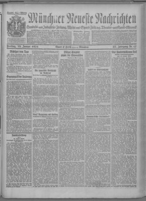 Münchner neueste Nachrichten Freitag 18. Januar 1924