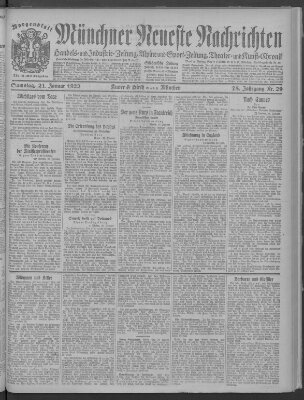Münchner neueste Nachrichten Samstag 21. Januar 1922