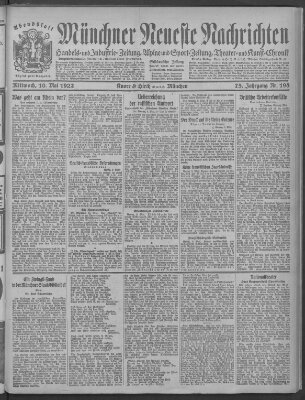 Münchner neueste Nachrichten Mittwoch 10. Mai 1922