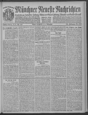 Münchner neueste Nachrichten Sonntag 21. Mai 1922