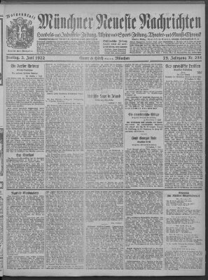 Münchner neueste Nachrichten Freitag 2. Juni 1922