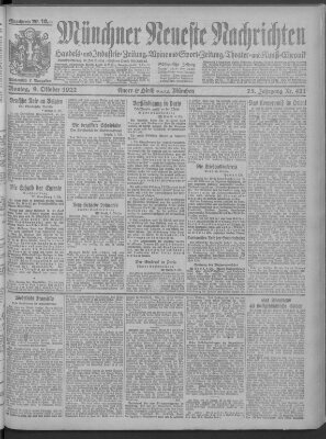 Münchner neueste Nachrichten Montag 9. Oktober 1922