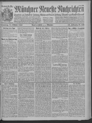 Münchner neueste Nachrichten Samstag 14. Oktober 1922